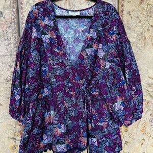 Kika Vargas Target Purple Size 3X Wrap Blouse